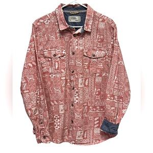 Men’s Free Planet long sleeve button down shirt contrast inside cuff Large. EUC